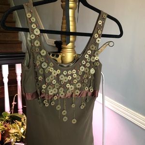 Earth toned Dress w/ Embroidered Coins & Beading